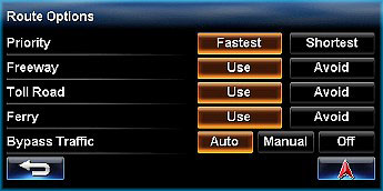 Route Options GUI